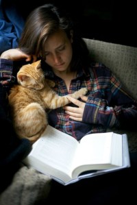 Reading with cat